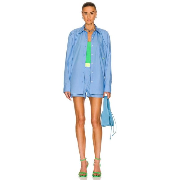 ALEXANDER WANG Button Down Boyfriend Shirt in Island Blue - NWT - Size Large - Picture 4 of 4